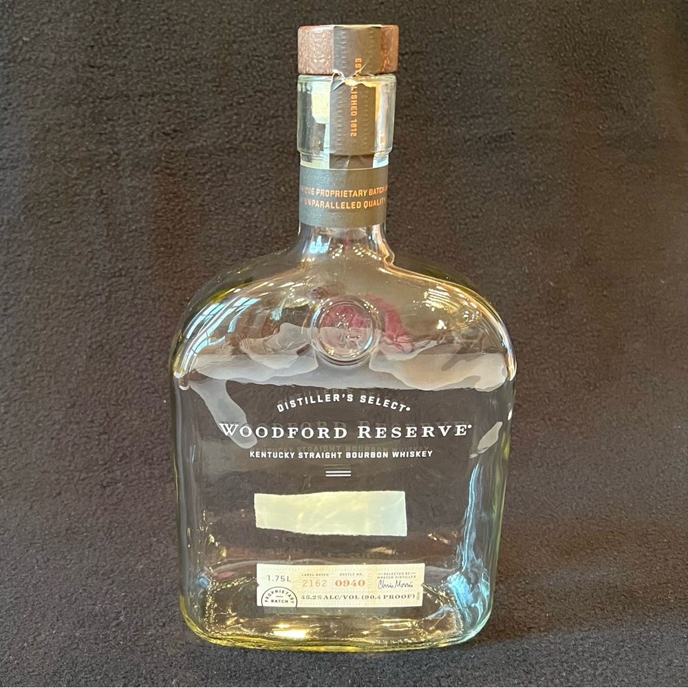 Woodford Reserve Kentucky Straight Bourbon Whiskey Empty Bottle 1.75 L